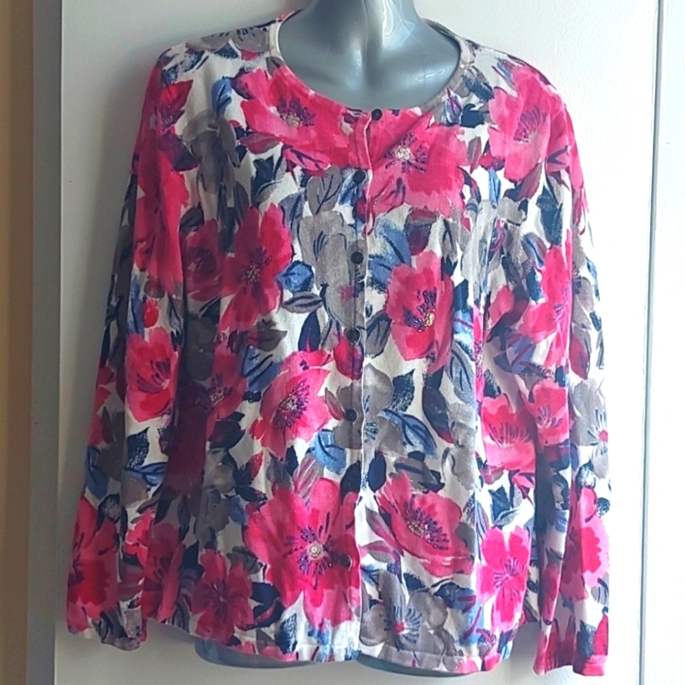Floral cardigan Size L Alfred Dunner